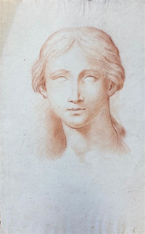 19th Century Italian School Fine Antique Female Portrait Drawing