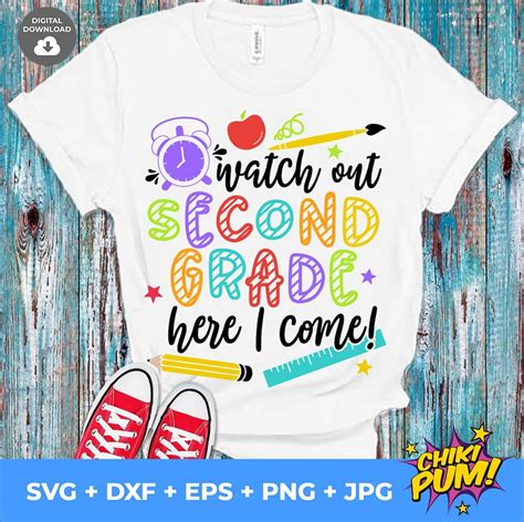 Watch Out Second Grade Here I Come Svg Second Grade Svg File 2nd