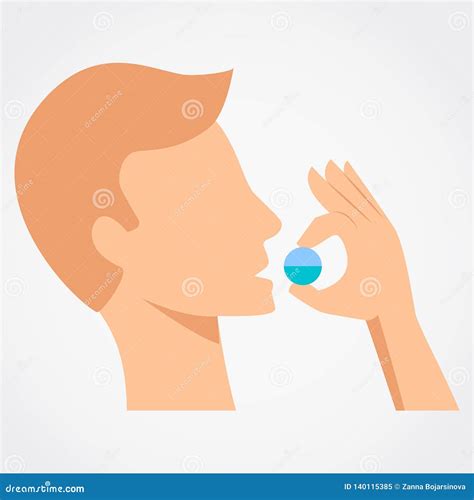 Man Taking Pill Illustration Cartoon Vector 71986571