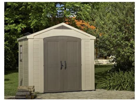 KETER FACTOR 8 X 6ft Double Door Outdoor Apex Plastic Garden Shed With