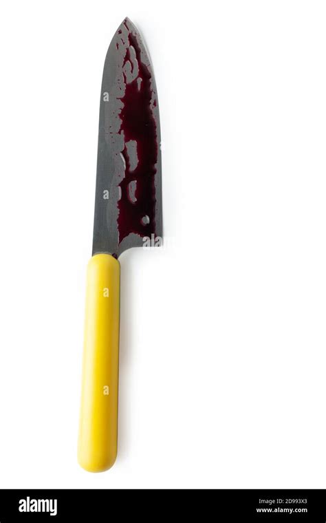 Bloody Kitchen Knife Isolated On White Background Stock Photo Alamy