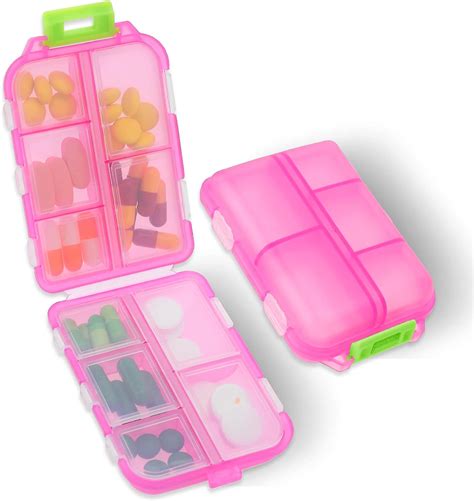 WLLHYF Travel Pill Case Portable Small 10 Compartments Pill Organizer