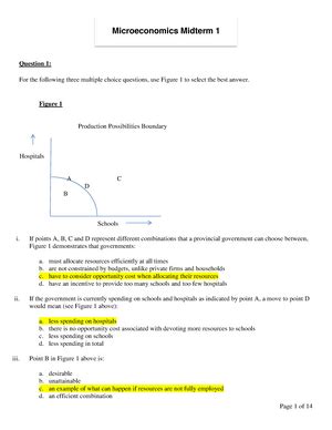 Langara Microeconomics Midterm Example With Answers Langara