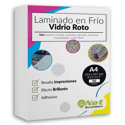 Resma Laminado En Frío Diseño Vidrio Roto 50 hojas NetInsumos