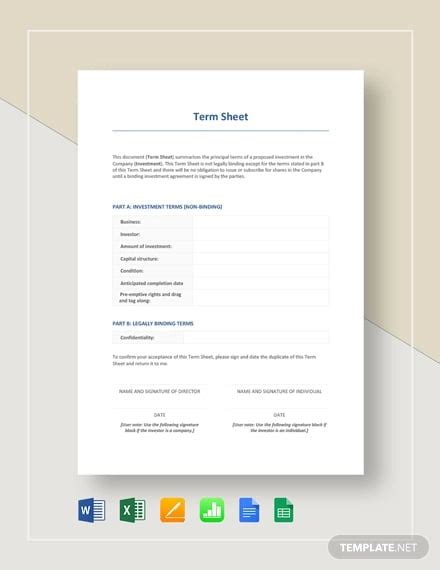 14 Term Sheet Templates Free Sample Example Format Download