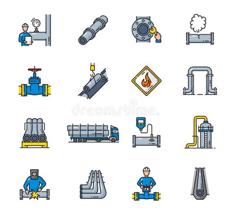 Iconos Del Vector De Color De La Industria Del Petr Leo De Gas De