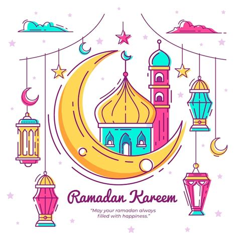 Concept De Ramadan Dessin La Main Vecteur Premium