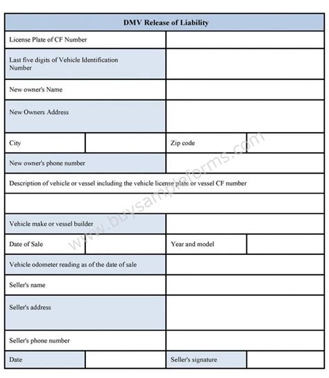 Dmv Release Of Liability Form