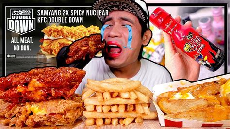 Kfc Double Down Sauce Samyang 2x Fire Nuclear Extremely Hot Eating