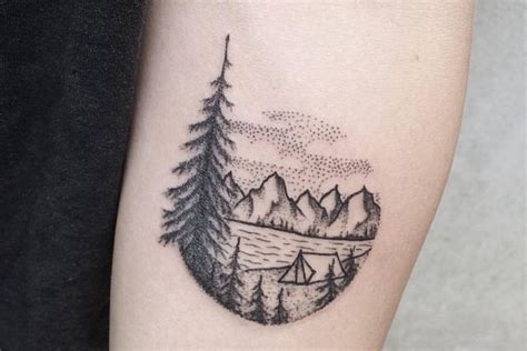 50 Minimalist Tattoo Ideas That Prove Less Is More Camping Tattoo