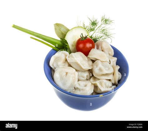 Bowl With Traditional Russian Dish Pelmeni Dumplings Stock Photo Alamy