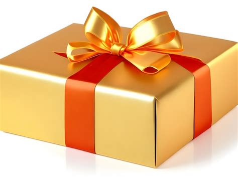 Premium Ai Image Golden Gift Box On White Backgroundgenerative Ai