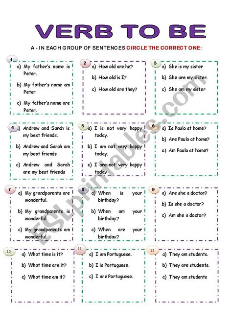 Verb To Be Multiple Choice Exercise Esl Worksheet By Ascincoquinas