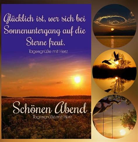 Three Different Pictures With The Words Schonen Albend In German And