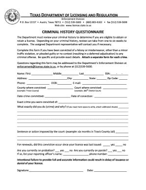 Criminal Background Questionnaire Fill Online Printable Fillable