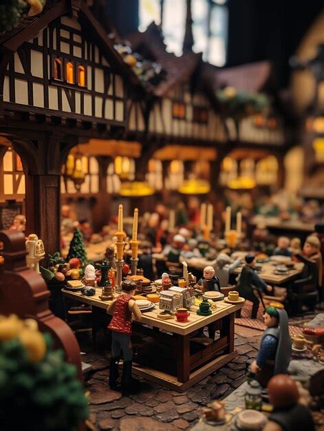 Premium AI Image | Tilt Shift Photo of Mead Hall Feast a Grand Feast Is ...