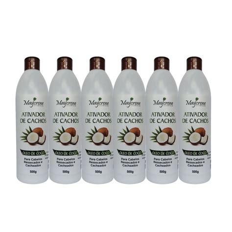 6 Ativador De Cachos Óleo De Coco Sem Enxágue 500ml Maycrene Shopee