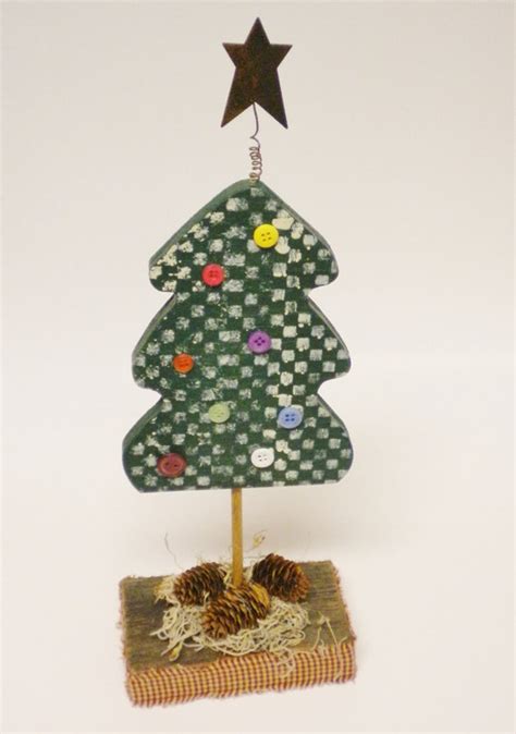 Items similar to Christmas Tree, Painted Folk Art Tree, Primitive ...