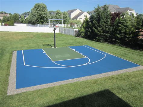 Backyard Basketball Court Blue And Green Outdoor Basketball Court