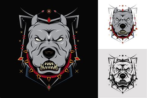 Vector Pitbull Mascot Emblem Design Template T Shirt Design With