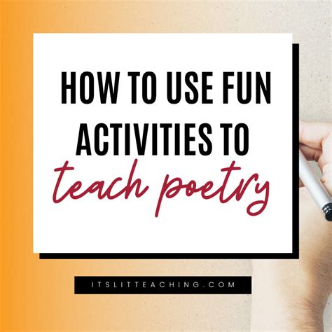 How To Use Fun Activities To Teach Poetry Its Lit Teaching