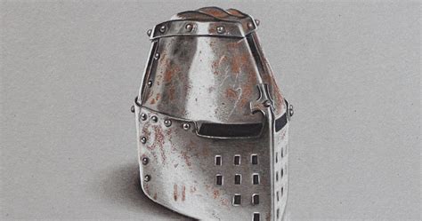 Medieval helmet - drawing - Marcello Barenghi