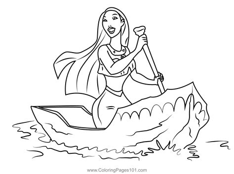 Pocahontas In Boat Coloring Page For Kids Free Pocahontas Printable