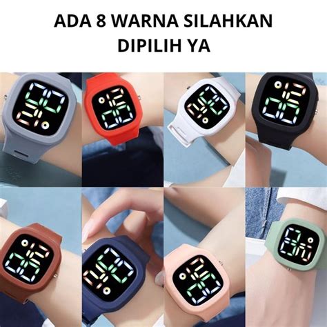 Jual Jam Tangan Led Digital Pria Wanita Rubber Tahan Air Keren Trendy