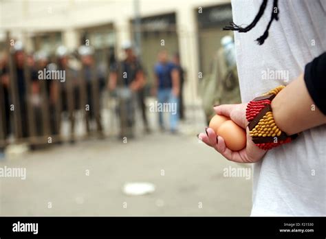 Beirut Beirut Lebanon Th Sep A Lebanese Protester Hold Eggs