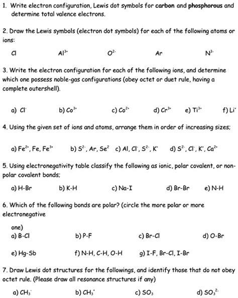 Solved Write Electron Configuration Lewis Dot Symbols For Carbon And Phosphorus And Determine