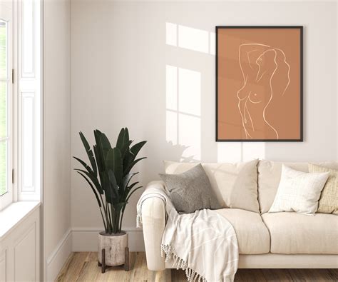 Abstract Nude Woman Line Art Naked Woman Drawing Minimalist Etsy
