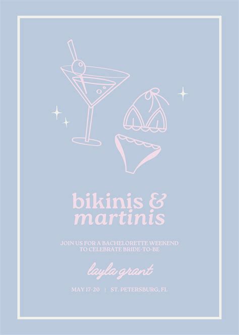 Bikinis And Martinis Invite Tropical Bachelorette Party Beach Trip