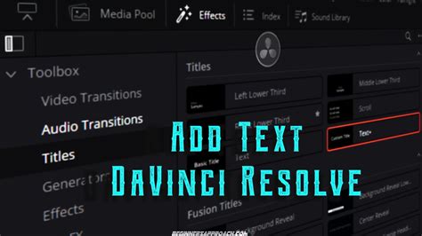 Davinci Resolve Add Text Use These Built In Titles