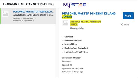 Iklan Jawatan Jabatan Kesihatan Negeri Johor Jobs Hub