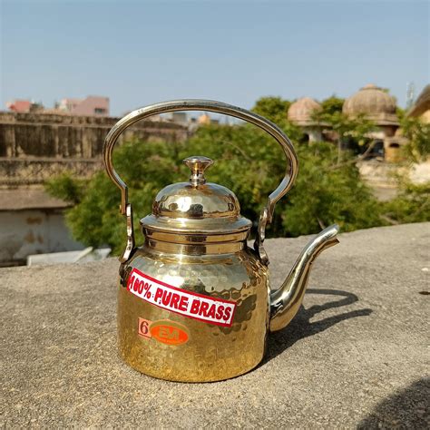 Brass Tea Kettle Handcrafted Tea Kettle Indian Tea Kettle Solid Brass