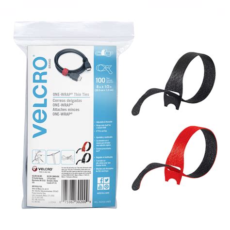 Velcro Brand Cable Ties 100pk X 12 Red And Black Reusable Alternative To Zip Ties One Wrap