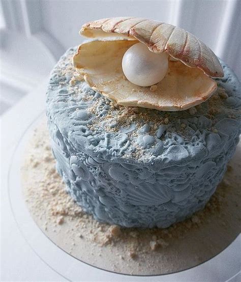 Seashell Cake With Oyster And Pearl Easy Cake Decorating Seashell Cake Cake Designs