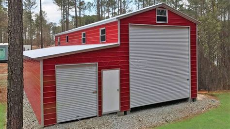 24x40x14 Utility Steel Garage With Lean To Metal Buildings Steel