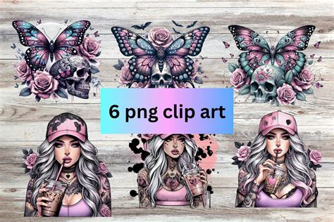 Bad Ass Bitch Clip Art Girl With Tattoos Art Commercial Use Clip Art Create Your Own Designs