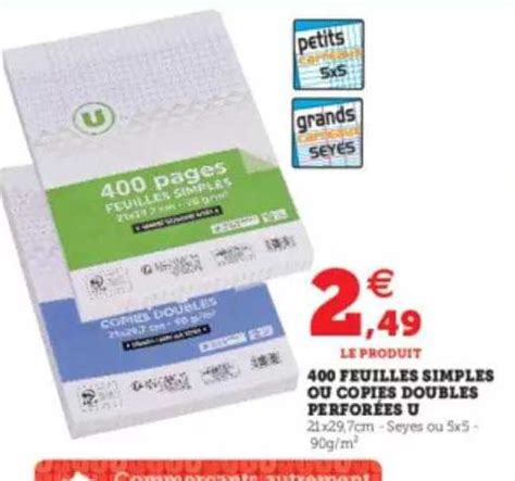 Promo Feuilles Simples Ou Copies Doubles Perfor Es U Chez Hyper U