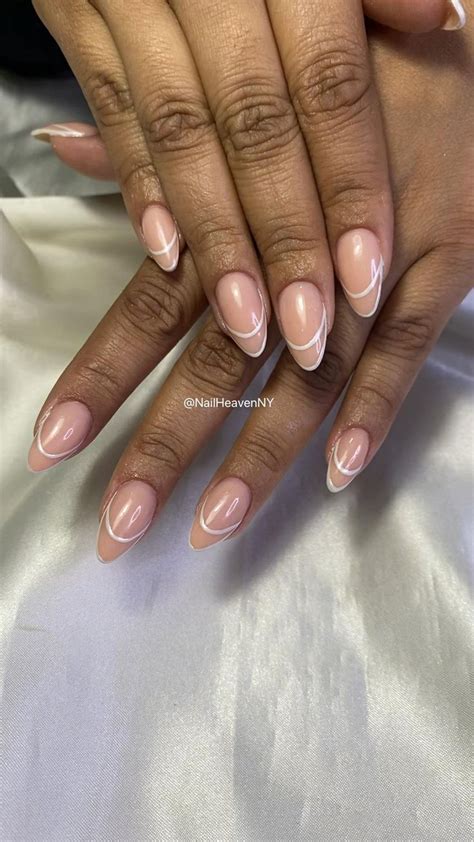 Nude Short Almond Acrylic Nails With Negative Space French Tips Done By Nailheavenny Nail