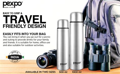 Pexpo Hours Hot And Cold Stainless Steel ISI Certified Flask Piece Litre Silver Flip