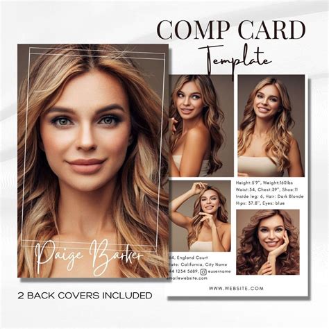 Model Comp Card Editable Fashion Model Zed Card Model Portfolio Template Fashion Resume Photo