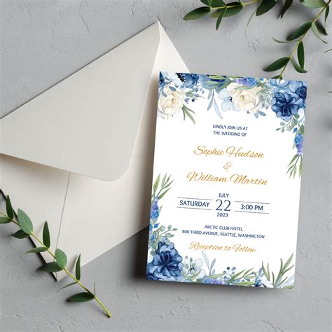 Azure Aura Modern Bliss Wedding Invitation