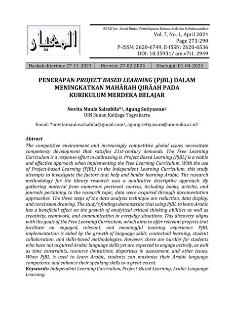 PDF PENERAPAN PROJECT BASED LEARNING PjBL DALAM MENINGKATKAN