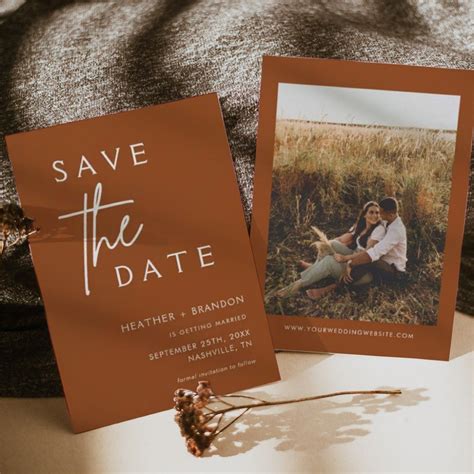 Terracotta Rust Photo Save The Dates Invitations Zazzle In 2024