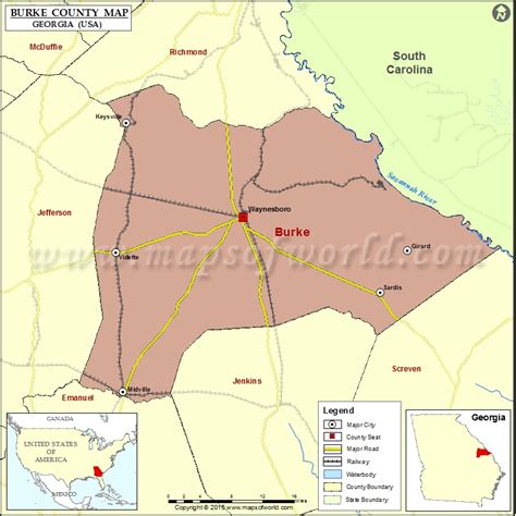 burke county map map  burke county georgia
