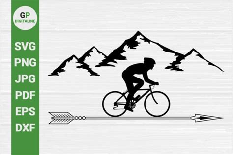 Cyclist Mountain And Arrow Svg Graphic By Gpdigitalines Creative Fabrica