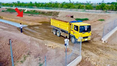 Amazing Dump Truck Fill Sand Into The Main Canal Komatsu D31A