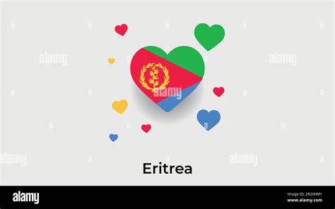 Eritrea Country Heart Love Eritrea National Flag Vector Illustration